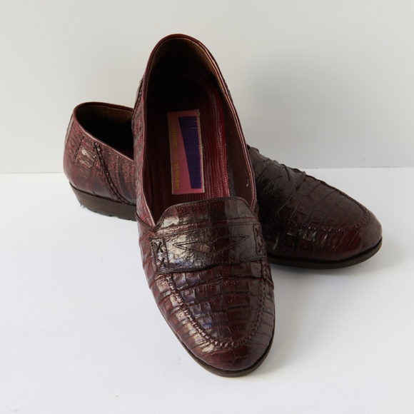 80s - SUSAN BENNIS - WARREN EDWARDS - Loafer - Men\'s - 10 - Wine - Crocodile main image 6